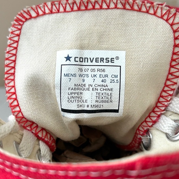 Converse Chuck Taylor All Star High Top in Red Unisex Size Men’s 7 (Women’s9) - Picture 12 of 16
